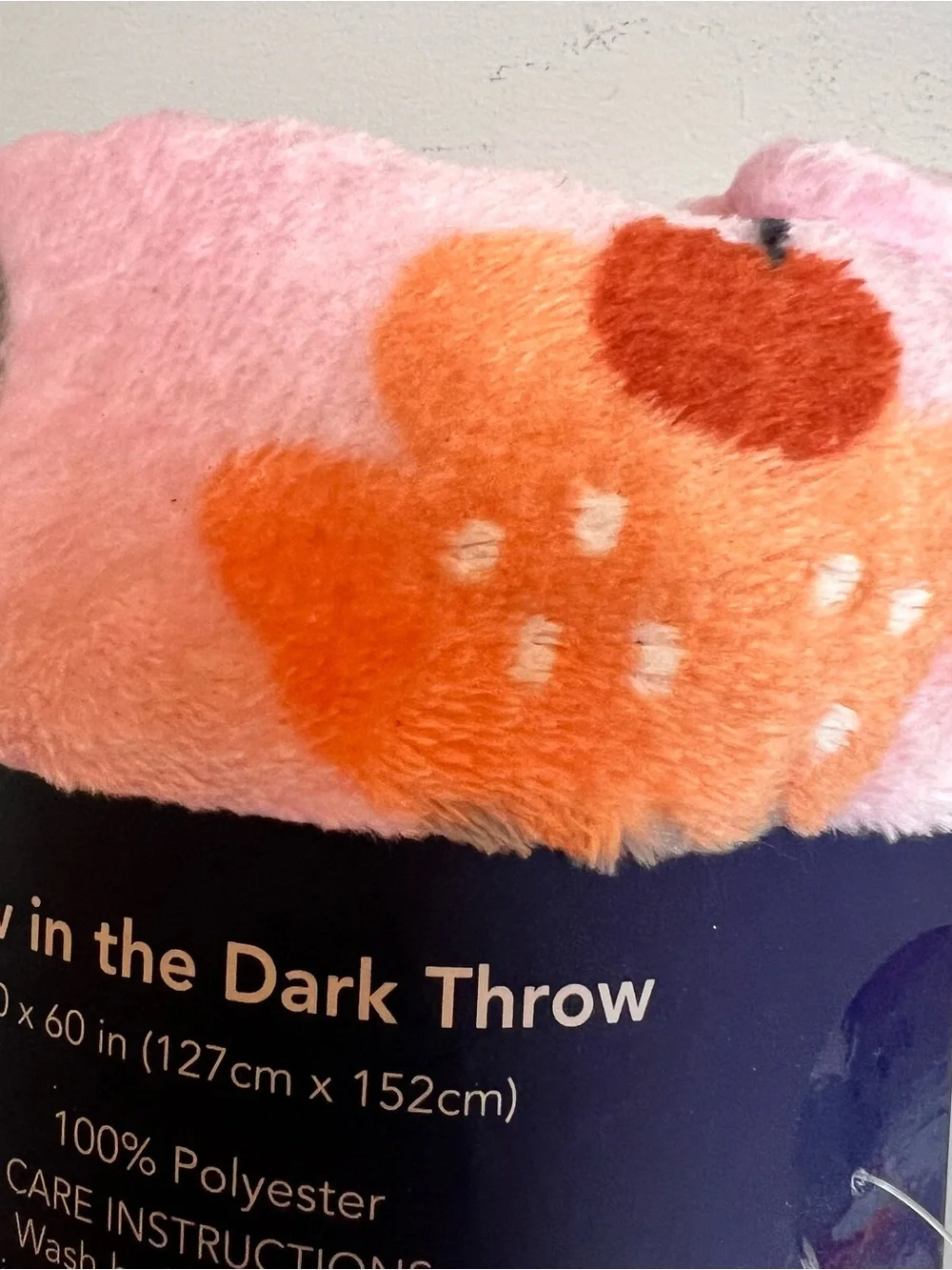 Glow in the Dark Pink Cupcake Polka Dot Plush Throw